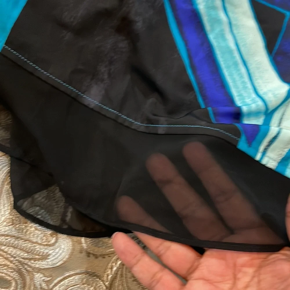 Lane Bryant 3/4 sleeve, front bod: teal, black purple back body: black knit - Picture 7 of 8